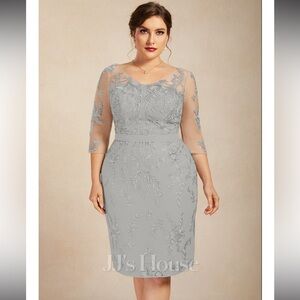 Sheath/Column V-Neck Knee-Length Lace Chiffon Mother of the Bride Dress Size 4